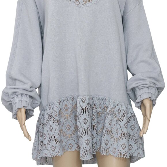Free People Belle Sweatshirt Crew Neck Oversized Pullover Dress M - Picture 6 of 7
